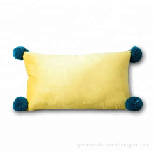 Most Popular Soft Square Plain 100% Cotton Knitted Throw Pom Pom Cushion Cover